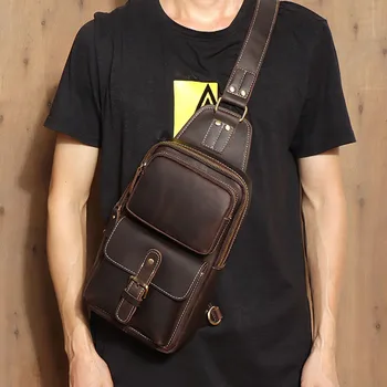 AETOO Кожаная мужская сумка в стиле ретро Crazy Horse, кожаная нагрудная сумка через плечо, сумка из воловьей кожи, повседневная модная сумка через плечо сзади