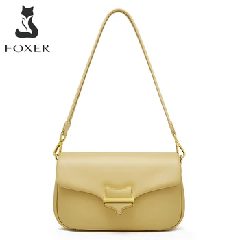 FOXER, Женская сумка из Спилка, сумка через плечо Премиум-класса, Винтажная Модная Элегантная Женская сумка-тоут для подмышек, Повседневная Женская Дорожная сумка-Мессенджер