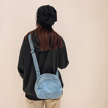 Модная Джинсовая Женская сумка, Маленькая Холщовая сумка через плечо, сумка-мессенджер Y2K, эко-сумка, Корейская сумка для покупок, Джинсовая сумка в виде Ракушки Murse Ins