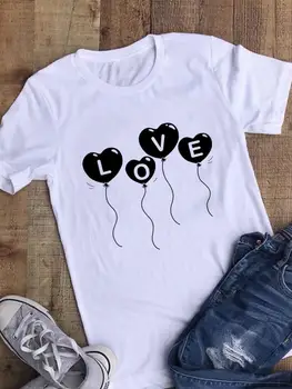 Женская модная повседневная одежда; летняя футболка с графическим рисунком Love Sweet Trend; милая футболка с коротким рукавом; Женская футболка с принтом