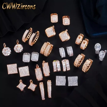 CWWZircons Дизайнерский Кубический Цирконий 585 Позолоченный Круг, Круглые Серьги-Кольца Huggie для Женщин, Свадебные Ювелирные Изделия CZ789