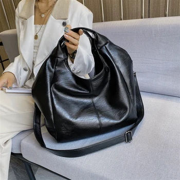 Черные большие сумки-тоут для женщин, сумки-хобо большой емкости, Роскошная сумка через плечо из мягкой кожи, женская уникальная сумка-мессенджер для покупателей