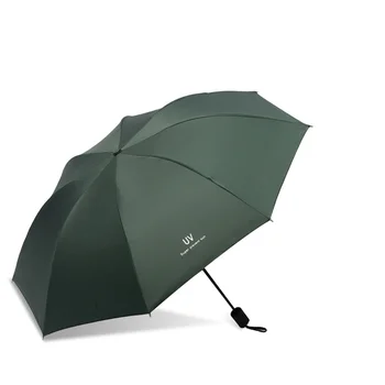 Зонт от Дождя и ультрафиолета, Ветрозащитный Легкий Складной Портативный Женский Мужской Ручной складной зонтик двойного назначения, черный