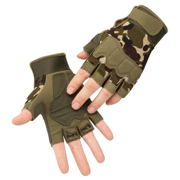 Мужские тактические перчатки в стиле Милитари, Армейские перчатки для стрельбы без пальцев, противоскользящие, Для охоты на открытом воздухе, Спортивные, для пейнтбола, страйкбола, Велосипедные перчатки