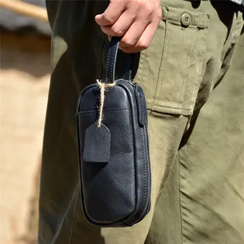 Простая повседневная высококачественная мужская женская сумка-клатч из натуральной кожи, органайзер на каждый день, сумка из натуральной воловьей кожи, сумка для мобильного телефона