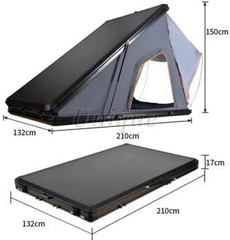 Водонепроницаемая алюминиевая палатка на крыше автомобиля, жесткий каркас для кемпинга на открытом воздухе, палатка на 2 персоны