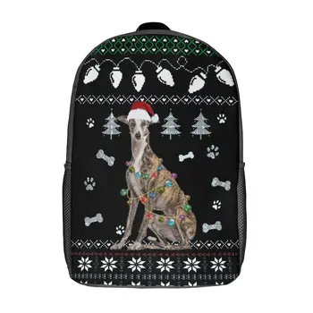 Легкая Рождественская собачка WHIPPET, Рождественская собачка, 17-дюймовый Рюкзак на плечо, Винтажный Рулон для пикников, Креативное Долговечное Уютное одеяло