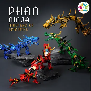Детская игрушка из строительных блоков Phantom Ninja Four Elements Dragon Four Great Beast Комбинация Совместимых Игрушек Оптовый Магазин