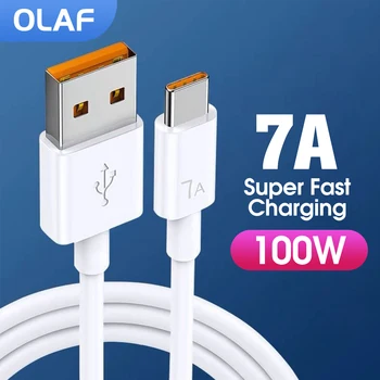 OLAF 7A 100 Вт Type C Сверхбыстрый Зарядный кабель USB Кабель для быстрой зарядки данных Type-c Кабель Для Xiaomi 11 10 Pro OPPO R17 USB-C Шнур