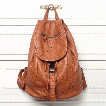 Новая кожаная сумка из выстиранной высококачественной кожи, женские рюкзаки, Школьный рюкзак для девочек, дорожная сумка Bolsos Mochila Mujer