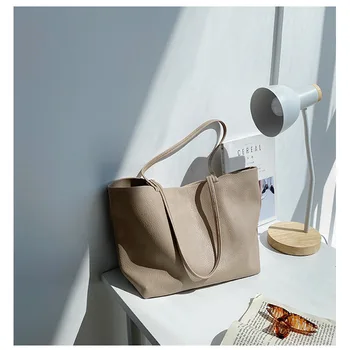 Новая женская сумка-тоут из искусственной кожи большой емкости в корейском стиле, модная портативная сумка через плечо