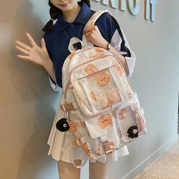 Милый Рюкзак Для женщин, Большой Емкости, Водонепроницаемый Значок, Булавка, Женский школьный рюкзак, Корейский рюкзак для школьников в стиле Харадзюку, Женская сумка для книг, WY325