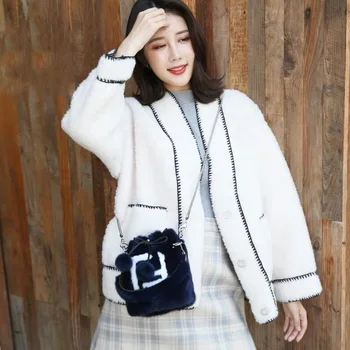 Осенне-зимняя новая женская сумка из высококачественной норковой шерсти, повседневная сумка через плечо, большая вместительная модная сумка-ведро с цепочкой