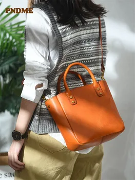 Простая роскошная женская маленькая сумка-тоут из натуральной кожи, повседневная дизайнерская сумка из первого слоя воловьей кожи, женская сумка через плечо
