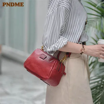 PNDME модная повседневная роскошная женская сумка через плечо из натуральной кожи, органайзер, дизайнерская маленькая сумочка из натуральной воловьей кожи