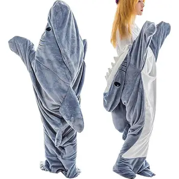 Спальный мешок с акулой, одеяло с акулой, носимое одеяло, толстовка с капюшоном, косплей-костюм, Рождественские подарки на День рождения для любителей акул, взрослых