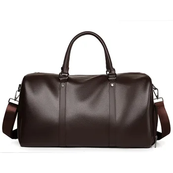 Кожаная деловая большая дорожная сумка для багажа Коричнево-черные дорожные сумки для мужчин с положением для обуви, спортивные сумки
