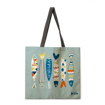 Сумка для покупок с красочным рисунком рыбы, женская сумка для отдыха большой емкости, женская сумка для отдыха, уличная пляжная сумка