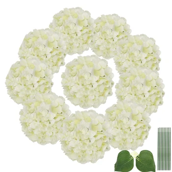 Шелковая гортензия искусственные цветы Головки гортензии со стеблями для домашнего свадебного украшения 10 шт.