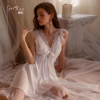 Милая Сексуальная кружевная ночная рубашка с открытой спиной, женская юбка на подтяжках, Удобная дышащая пижама, Женский костюм для дома 2535