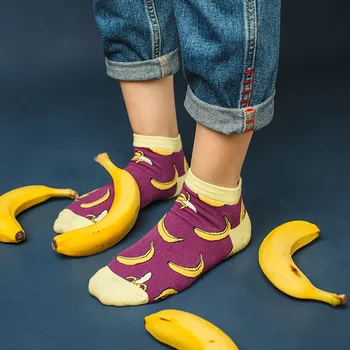 1 пара летних модных носков Happy, мужские хлопчатобумажные носки-лодочки, интересные Забавные оригинальные носки для лодыжек Harajuku, еда, фрукты