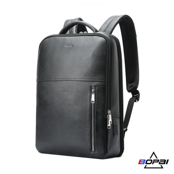 Водонепроницаемый Деловой мужской рюкзак BOPAI с коровьим скальпом, многофункциональный модный рюкзак большой емкости, черный рюкзак для зарядки