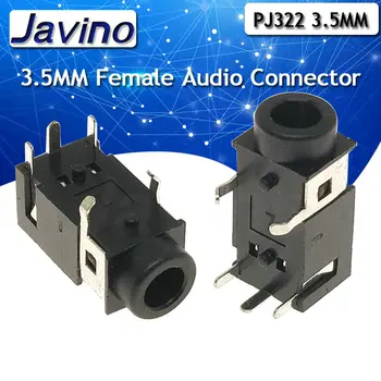 10шт PJ322 3,5 мм Женский Аудиоразъем 5-Контактный Разъем SMT Для наушников PJ-322 Крепление на печатной плате Стереоразъем
