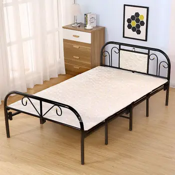 четырехстворчатая складная кровать Шириной 100 см, Современный стиль, Домашняя кровать для взрослых на одного человека, Простая раскладная кровать на железном каркасе для отдыха