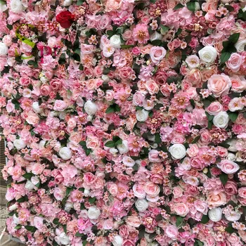 SPR Самая продаваемая пластиковая задняя панель из смеси розовых шелковых цветов для украшения свадебного фона