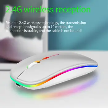 Беспроводная мышь Femoro 2,4 G Портативная мобильная офисная мышь Бесшумная эргономичная мышь с подсветкой для портативных ПК iPad