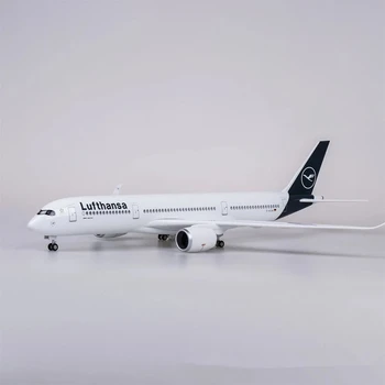 47 см в Масштабе 1: 142 Отлитая Под давлением Пластиковая Модель Самолета Lufthansa Airbus A350 Из Смолы С Подсветкой и Дисплеем Коллекции моделей колес
