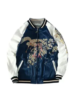 Женская куртка-бомбер с цветочной вышивкой, двусторонняя верхняя одежда с пятнами, бейсбольные куртки, уличная одежда, Женская одежда Abrigo Mujer