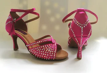 Модные и профессиональные женские туфли для латиноамериканских танцев, обувь для бальных танцев сальсы, танго и свадебные туфли 6233R-rhinestone