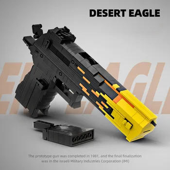 MOC CSGO Desert Eagle Пылающее Солнце, пламя, Строительный блок, Пистолет, Собранное оружие, Стрельба, подарок на день рождения для мальчиков и детей