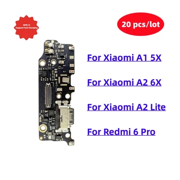 20 шт./лот, USB зарядное устройство, док-станция, разъем для зарядки, гибкий кабель для Xiaomi Mi A1 A2 Lite 5X 6X Redmi 6 Pro