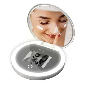 Компактное Дорожное Зеркало С УФ-камерой Для Тестирования Солнцезащитного Крема Handheld LED Beauty Makeup Mirror Facial Examination Testing Magnif E7U1