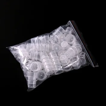 100 шт Пластиковых одноразовых стаканчиков для чернил для татуажа S / M / L, пигмент для микроблейдинга, Перманентный макияж, Прозрачный контейнер для чернил, Прозрачные колпачки, Стаканчики