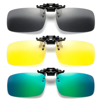 VIVIBEE Classic Откидные солнцезащитные очки с клипсой для рыбалки Мужские Квадратные Поляризованные линзы Ночного видения для вождения UV400 Женские очки