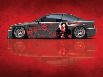 Автомобильная ливрея с персонажами аниме, Универсальный размер, обертка автомобиля в японской тематике, крупная графика автомобиля