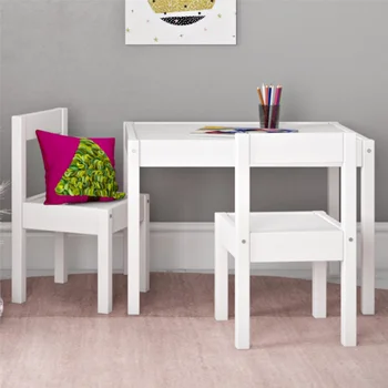 Детский набор из стола и стула из 3 предметов для идеальной спальни или гостиной Прочная деревянная конструкция Простая сборка детской мебели