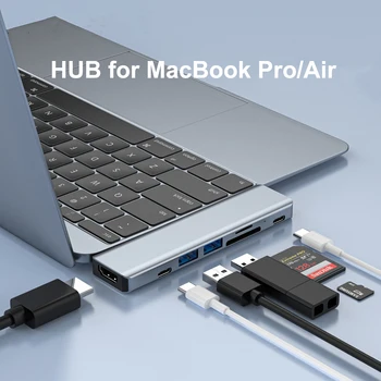 Концентратор USB 3.0 Type-C К HDMI Адаптеру 4K USB C Концентратор с разъемом для чтения карт памяти 3.0 TF SD PD для MacBook Pro/Air 2018 - 2020