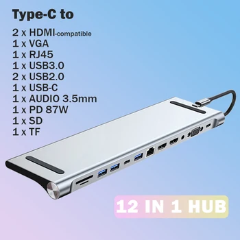 USB C КОНЦЕНТРАТОР Type C с HDMI-совместимой док-станцией Концентратор USB 3.0 USB C Разветвитель Адаптер для Ноутбуков Macbook Pro Air Аксессуары для ПК