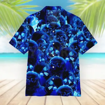 Гавайская рубашка с 3D принтом бычьего черепа, мужская и женская повседневная рубашка в стиле Харадзюку, унисекс