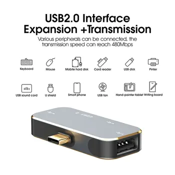USB-концентратор Type C-3-портовый адаптер-концентратор Для Macbook Pro 60 Вт USB C-USB Высокоскоростная док-станция USB-C Мини-адаптер