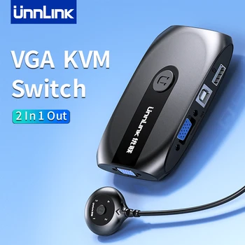 UNNLINK 1080P VGA KVM Переключатель USB KVM Переключатель Разветвитель С Удлинителем для Ноутбука из 2 предметов, Общая Мышь, Клавиатура, Монитор, Принтер