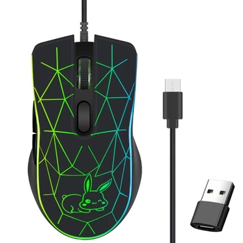 Проводная игровая мышь RGB, киберспортивные мыши 800-2400 точек на дюйм, 6 Независимых кнопок для ПК, ноутбуков, геймеров, офиса