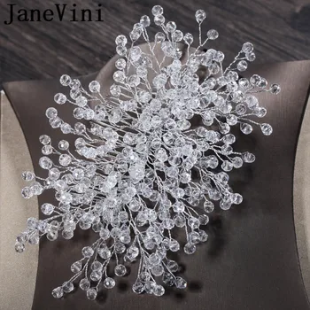 JaneVini Прозрачные кристаллы свадебные расчески для волос, роскошный головной убор для новобрачных в стиле бохо, украшенный бисером, вечерние украшения для волос, модные украшения