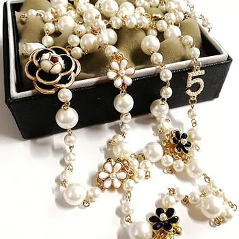 Длинные Ожерелья из искусственного жемчуга Mimiyagu Для женщин, Двухслойный воротник Лунге Donna Camelia