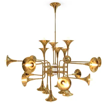 Современные подвесные светильники в скандинавском Стиле из нержавеющей стали с золотой трубой, Винтажный ретро-рог, восхитительный подвесной светильник Botti для гостиной