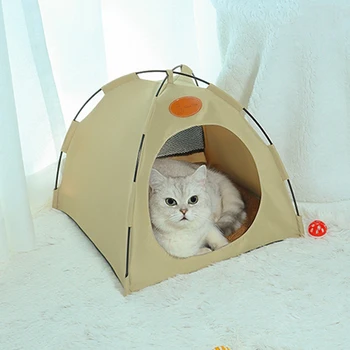 Домик-палатка для кошек, Съемная Моющаяся Кровать-палатка для кошек, Портативный Домик для собак, Уютное Гнездышко для глубокого сна домашних животных, Закрытая крытая палатка для домашних животных с ковриком